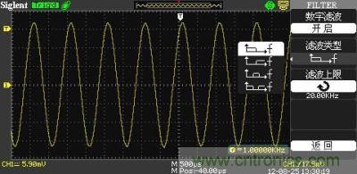 1KHz信號 ，打開數(shù)字濾波，測量值為1KHz