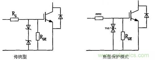 圖2：傳統(tǒng)保護模式和新型保護模式電路對比