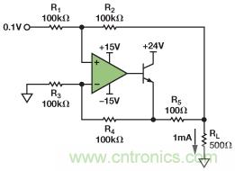 圖3.IOUT= 1 mA的示例電路。