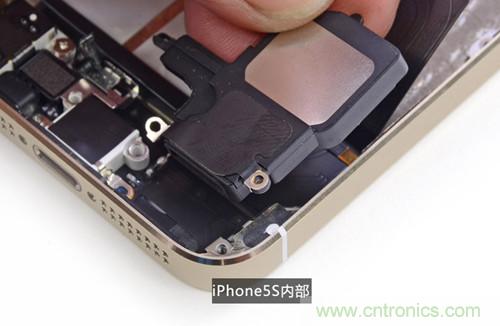 土豪金iPhone 5S拆解：內(nèi)部結(jié)構(gòu)升級，維修難度增加