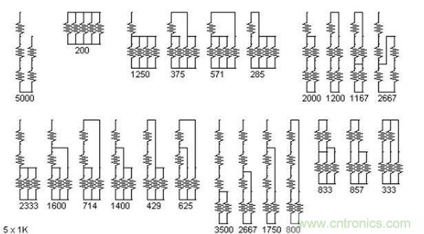 5個(gè)電阻我想出了23種組合。還有其它組合嗎？