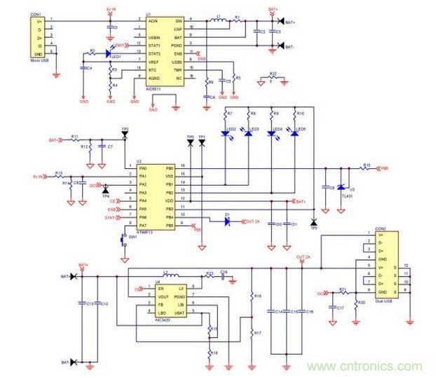 移動(dòng)電源電路。