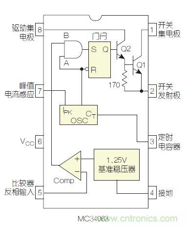 圖2：MC34063是該電路核心。