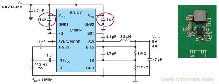 是否可以將低EMI電源安裝到擁擠的電路板上？