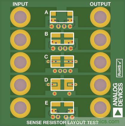 改進(jìn)低值分流電阻的焊盤布局，優(yōu)化高電流檢測(cè)精度