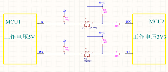 不同的電平信號的MCU如何進行串口通信？